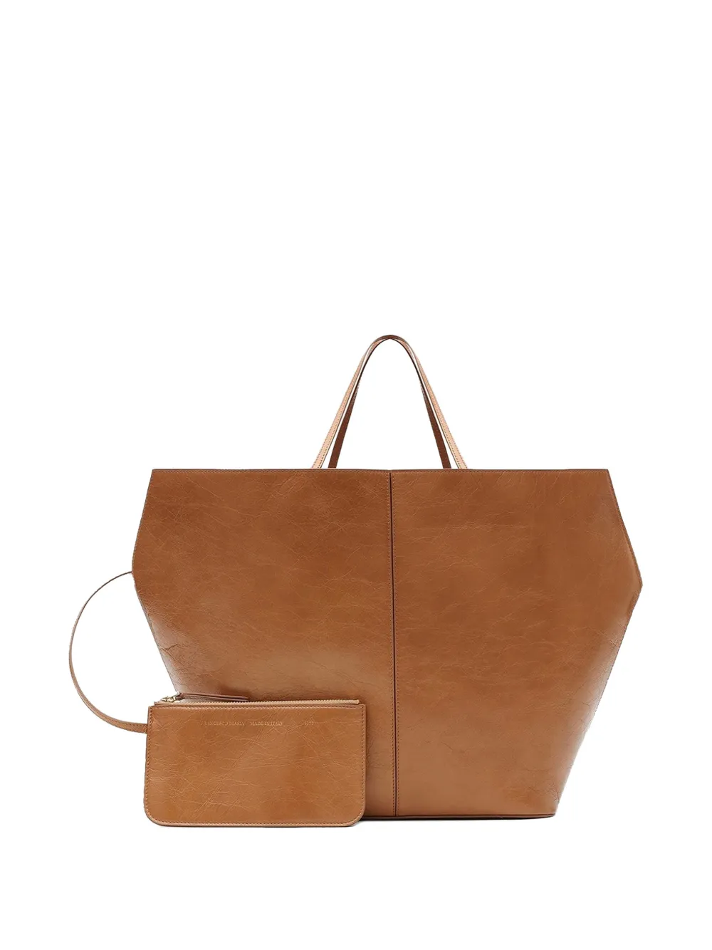  Francesco Biasia Maxi Winona 4ever Magnetic Leather Shoulder Bag - Brown 