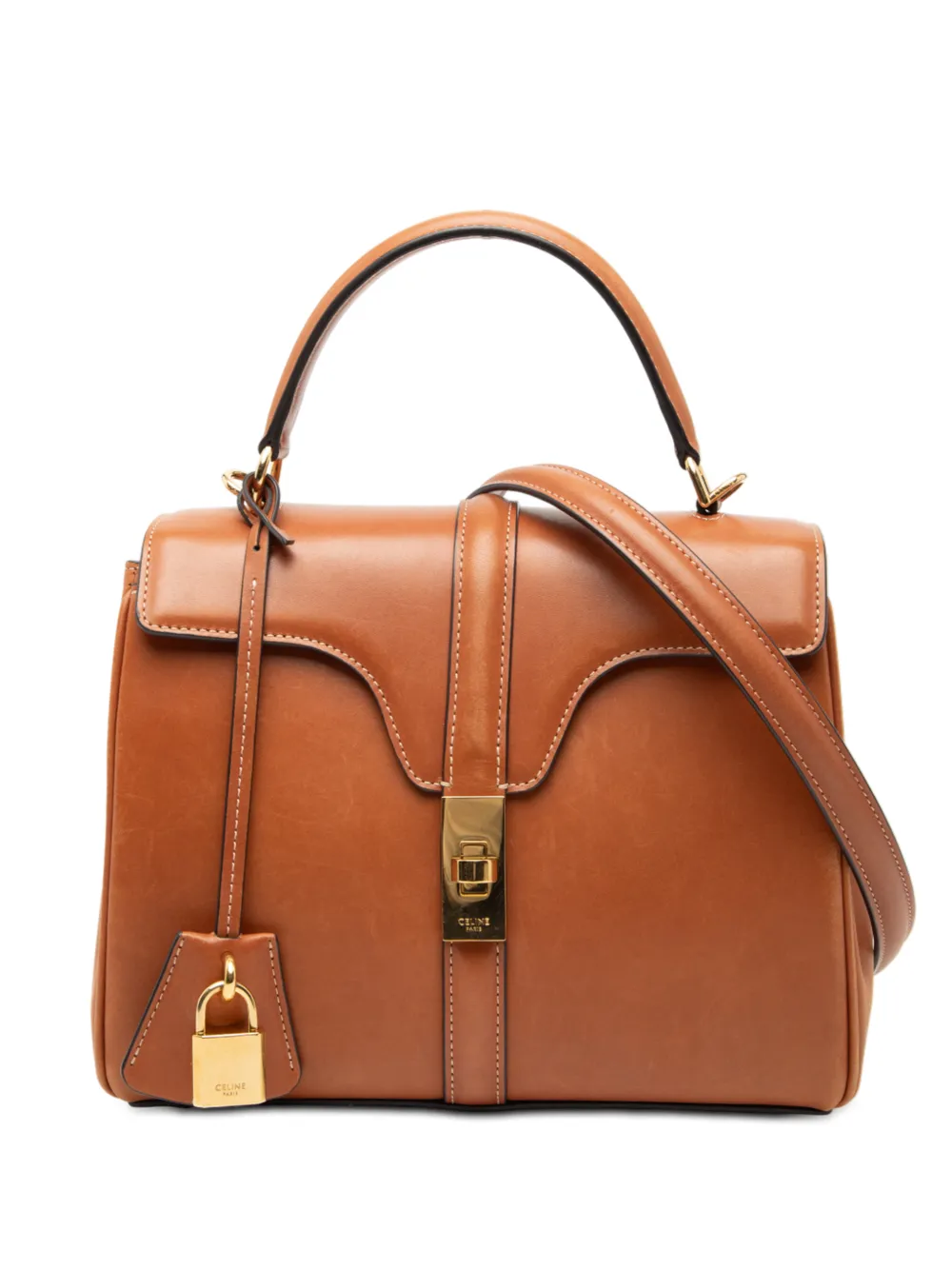 Celine Pre-Owned 2024 Small Leather 16 satchel - Marrone