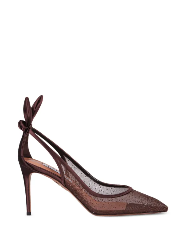 Aquazzura Bow Mesh Court Shoes in Brown