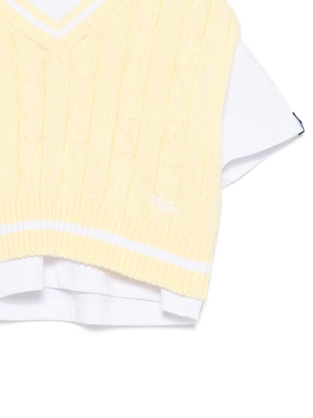 Cable Knit V-Neck T-Shirt