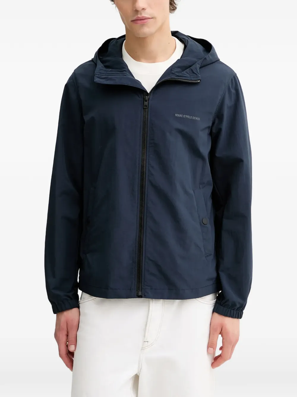 Marc O'Polo hooded logo-print jacket - Blu