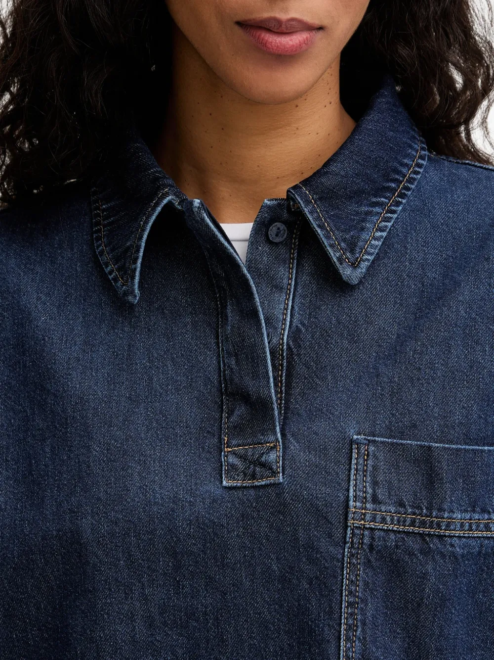 Marc O'Polo Denim poloshirt met zak detail Blauw