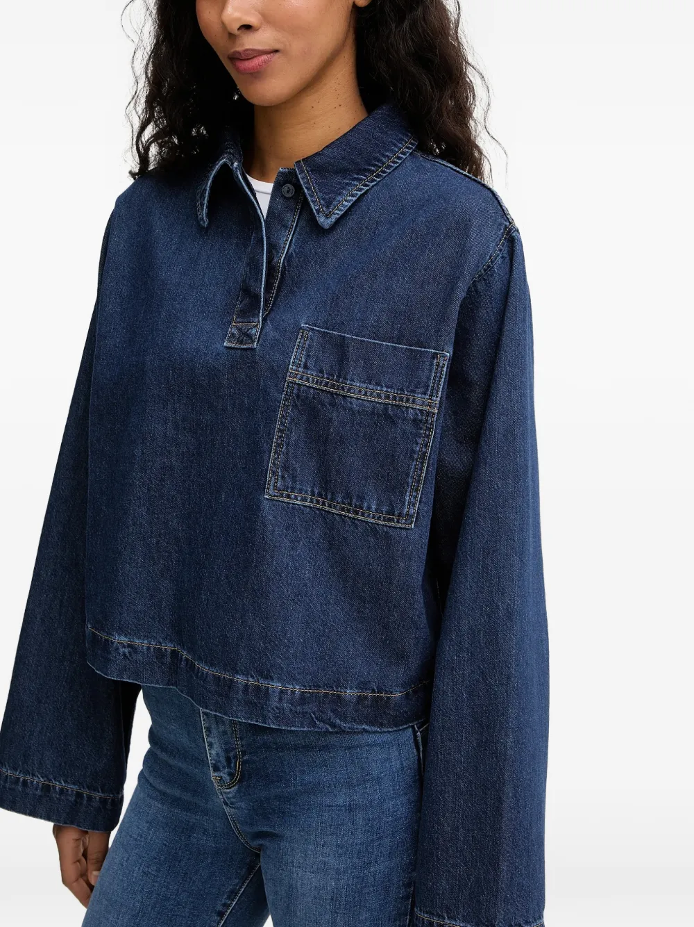 Marc O'Polo Denim poloshirt met zak detail Blauw