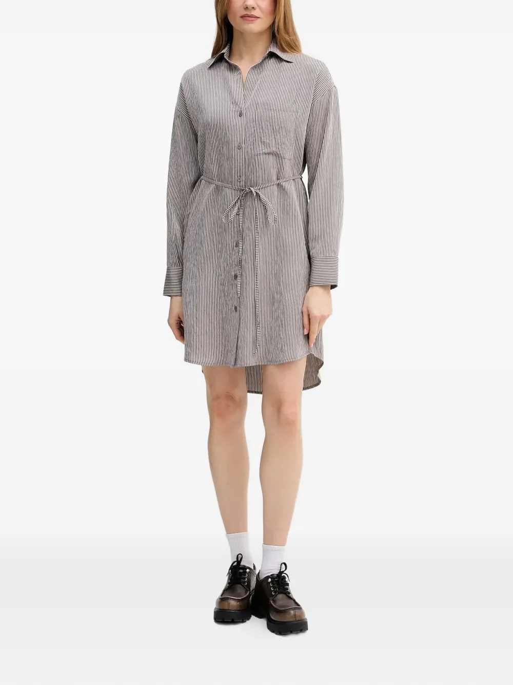 Marc O'Polo striped tie-waist dress - Marrone
