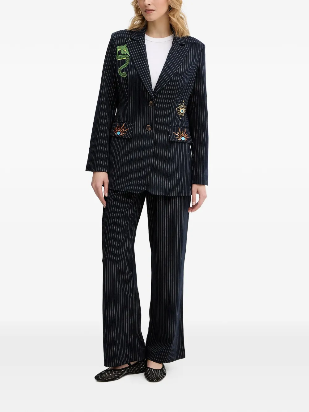 NEVER FULLY DRESSED Arden broek met krijtstreep Blauw