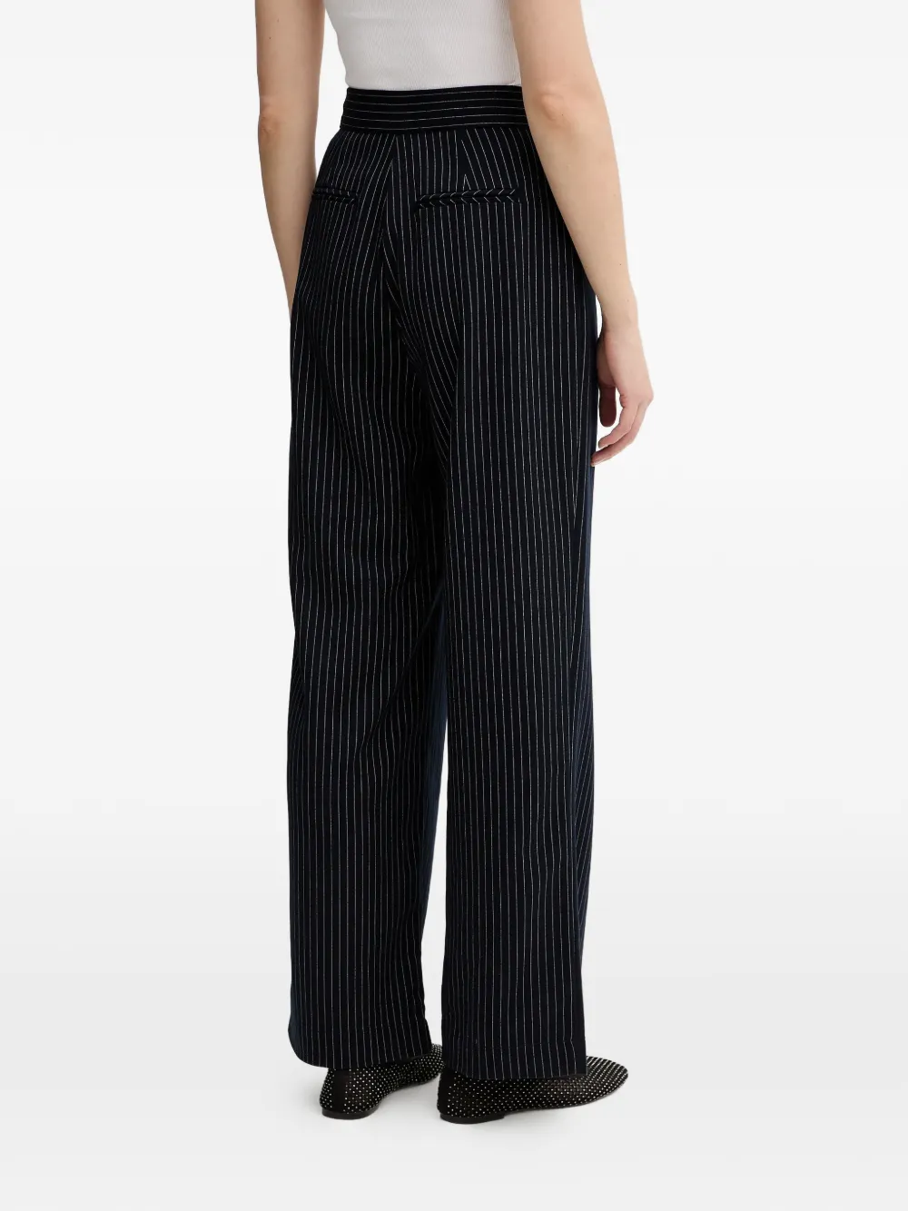 NEVER FULLY DRESSED Arden broek met krijtstreep Blauw