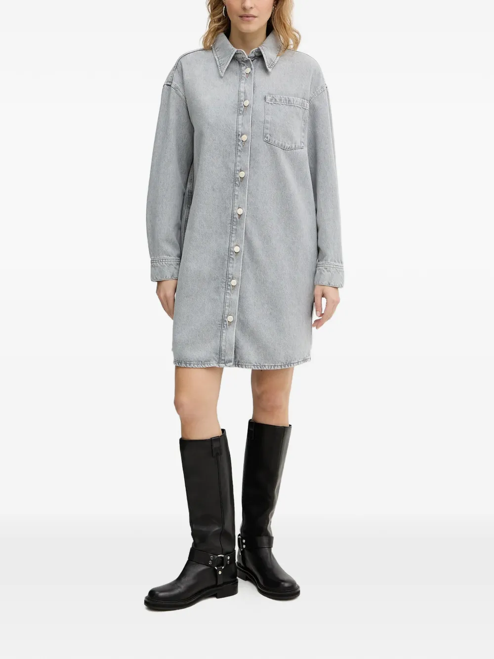 Marc O'Polo Mini-blousejurk met knopen Grijs