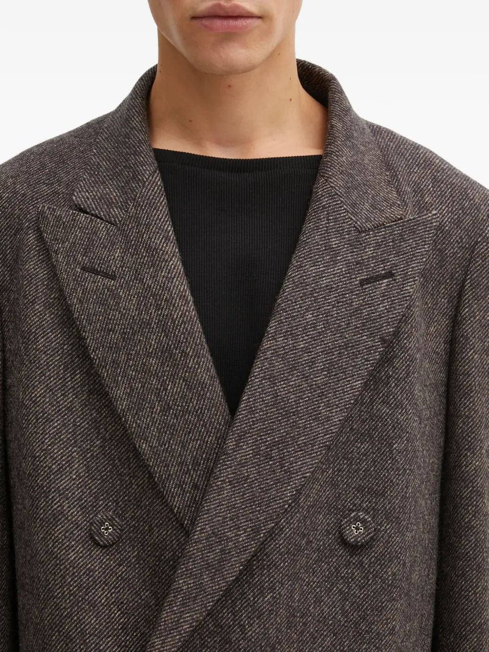 Wales Bonner Mayfair Double-breasted Coat in Brown, view 5