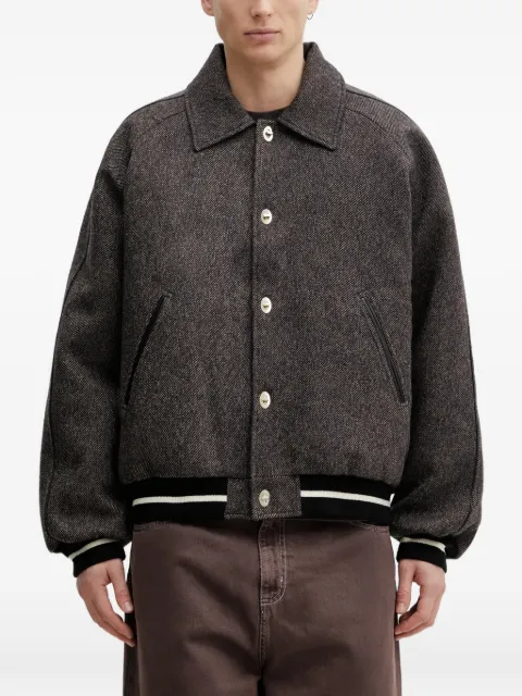 Wales Bonner buttoned herringbone-pattern bomber jacket