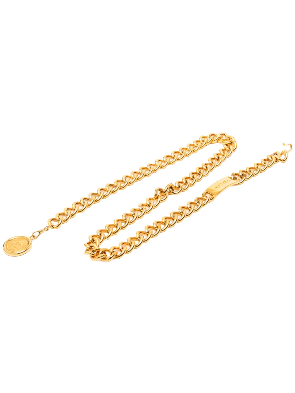 CHANEL Pre-Owned Cintura a catena con medaglione CC placcato in oro 1980-1990