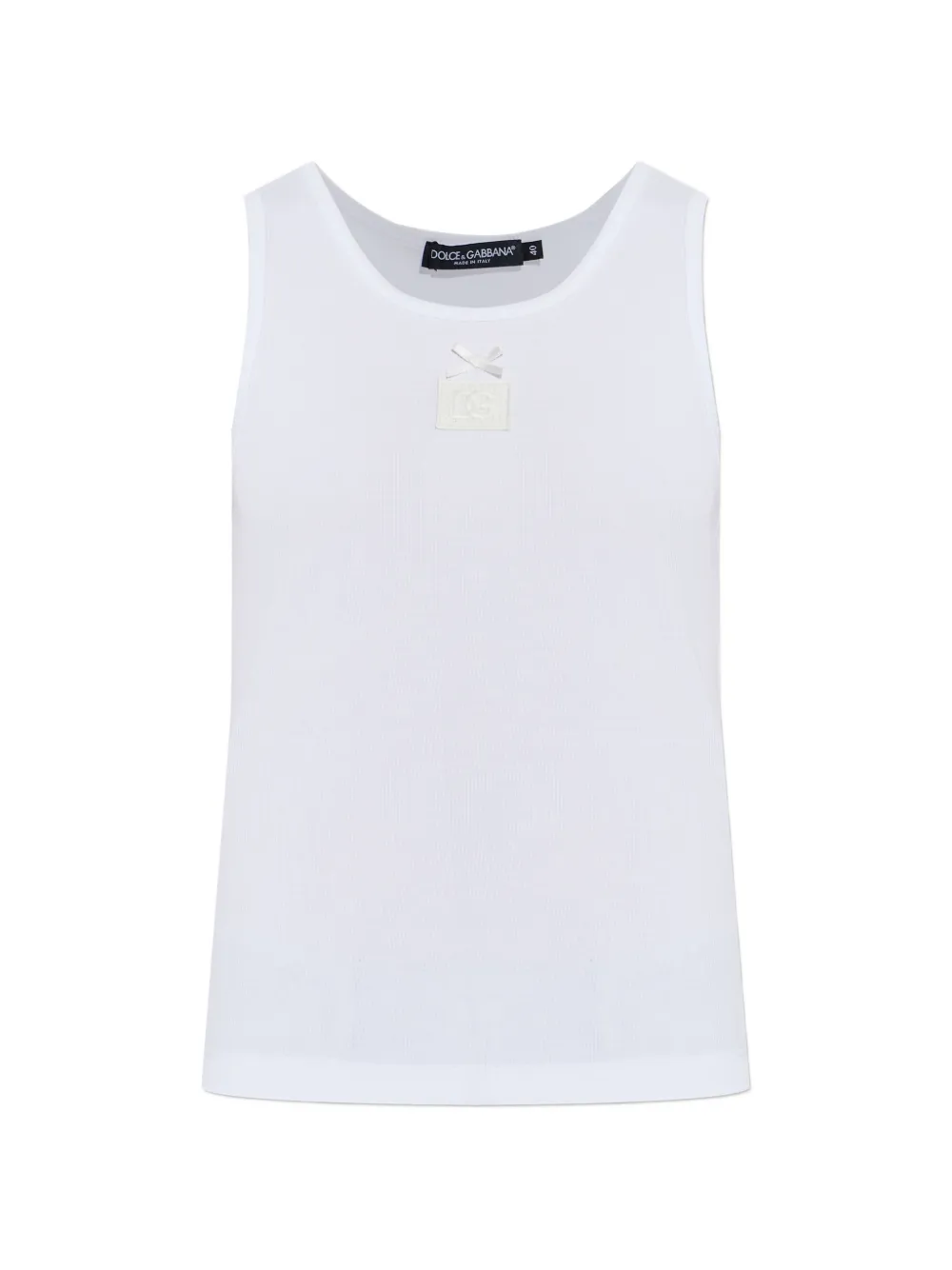 Dolce & Gabbana bow-detail logo-patch tank top - Bianco