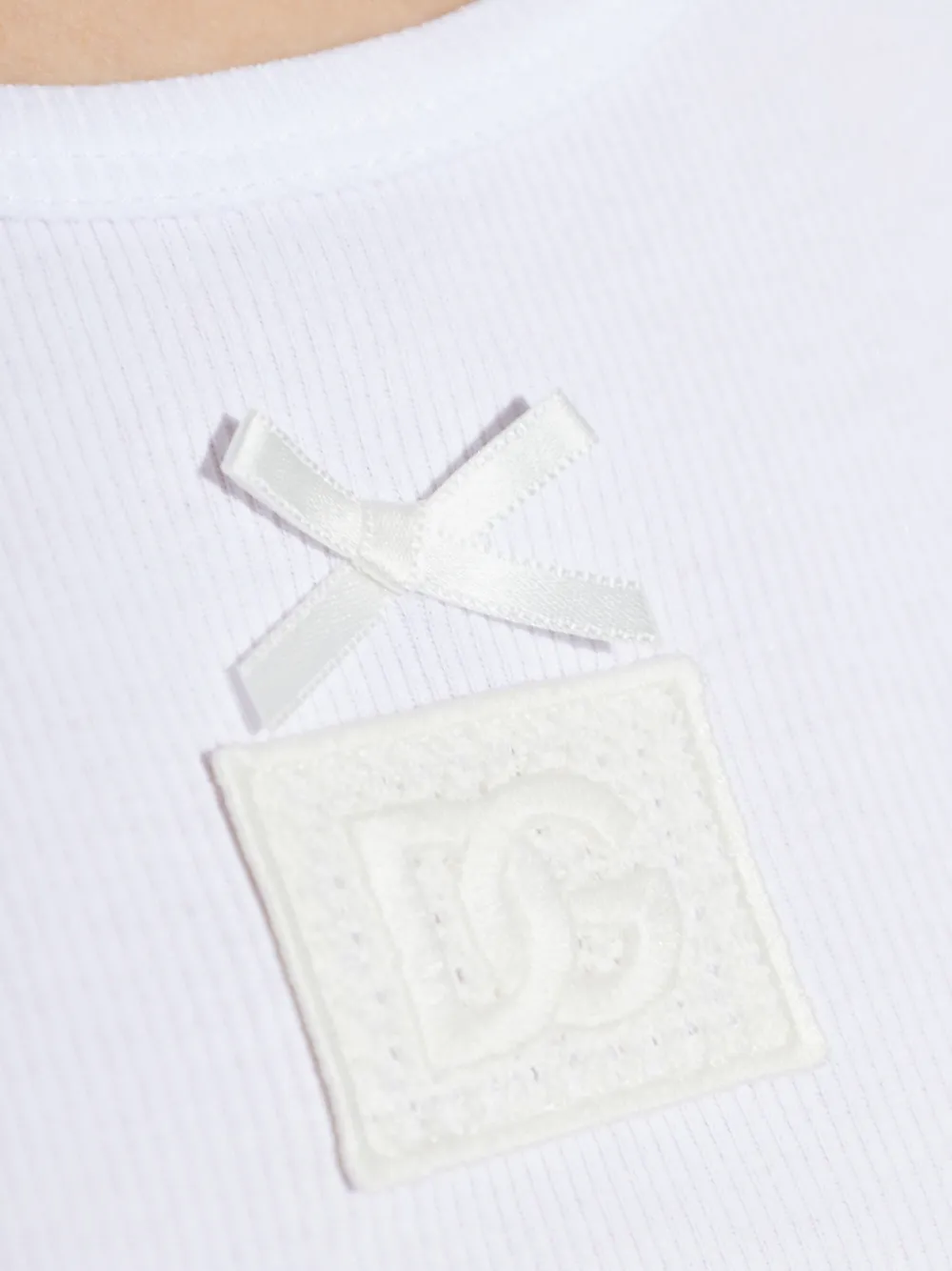 Dolce & Gabbana Tanktop met strikdetail en logopatch Wit