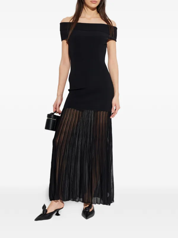 michael kors off the shoulder dress Michael Michael Kors off-shoulder sheer-panel Dress | Black