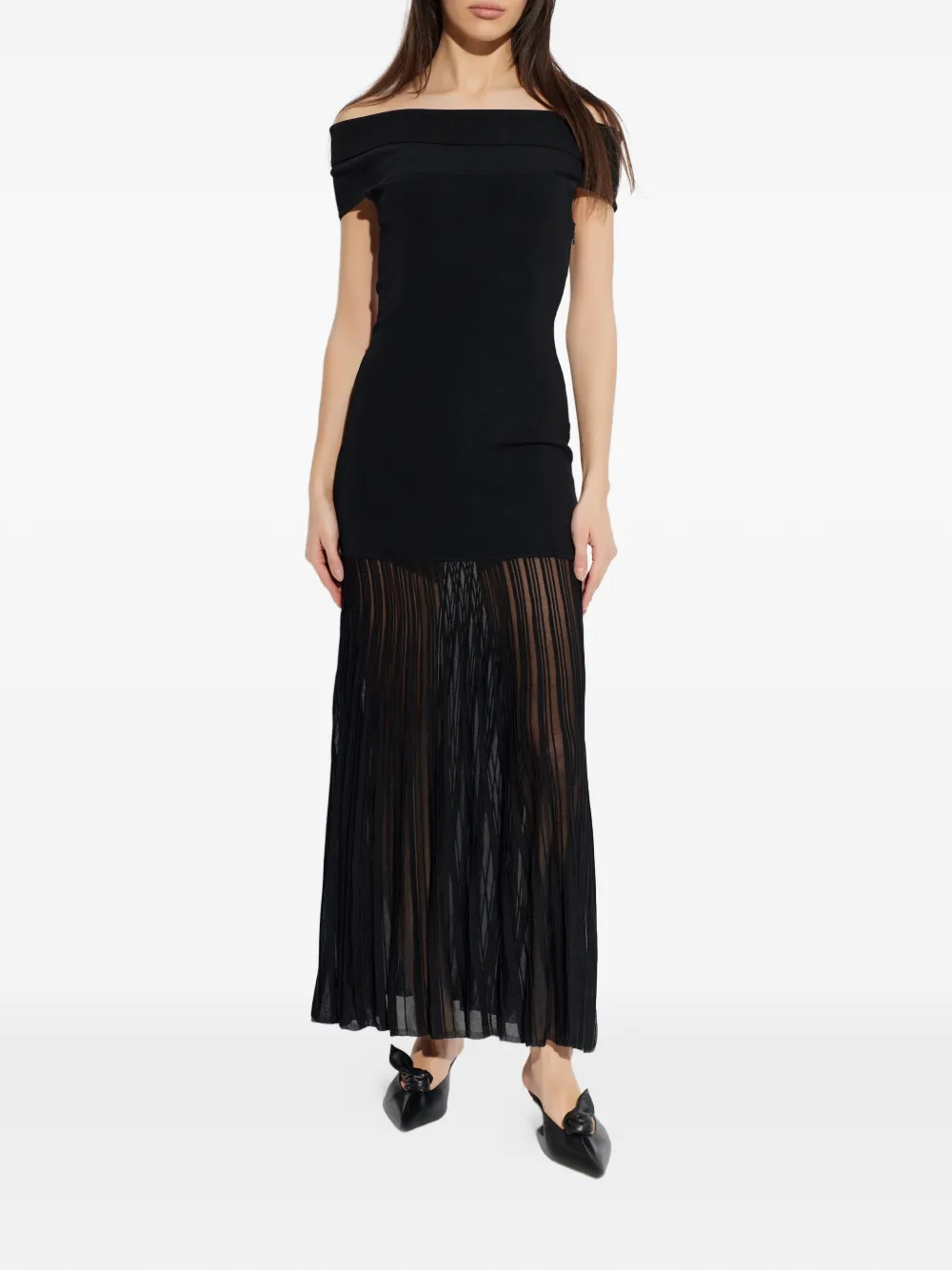 Michael Kors Off-shoulder jurk met doorzichtig vlak Zwart