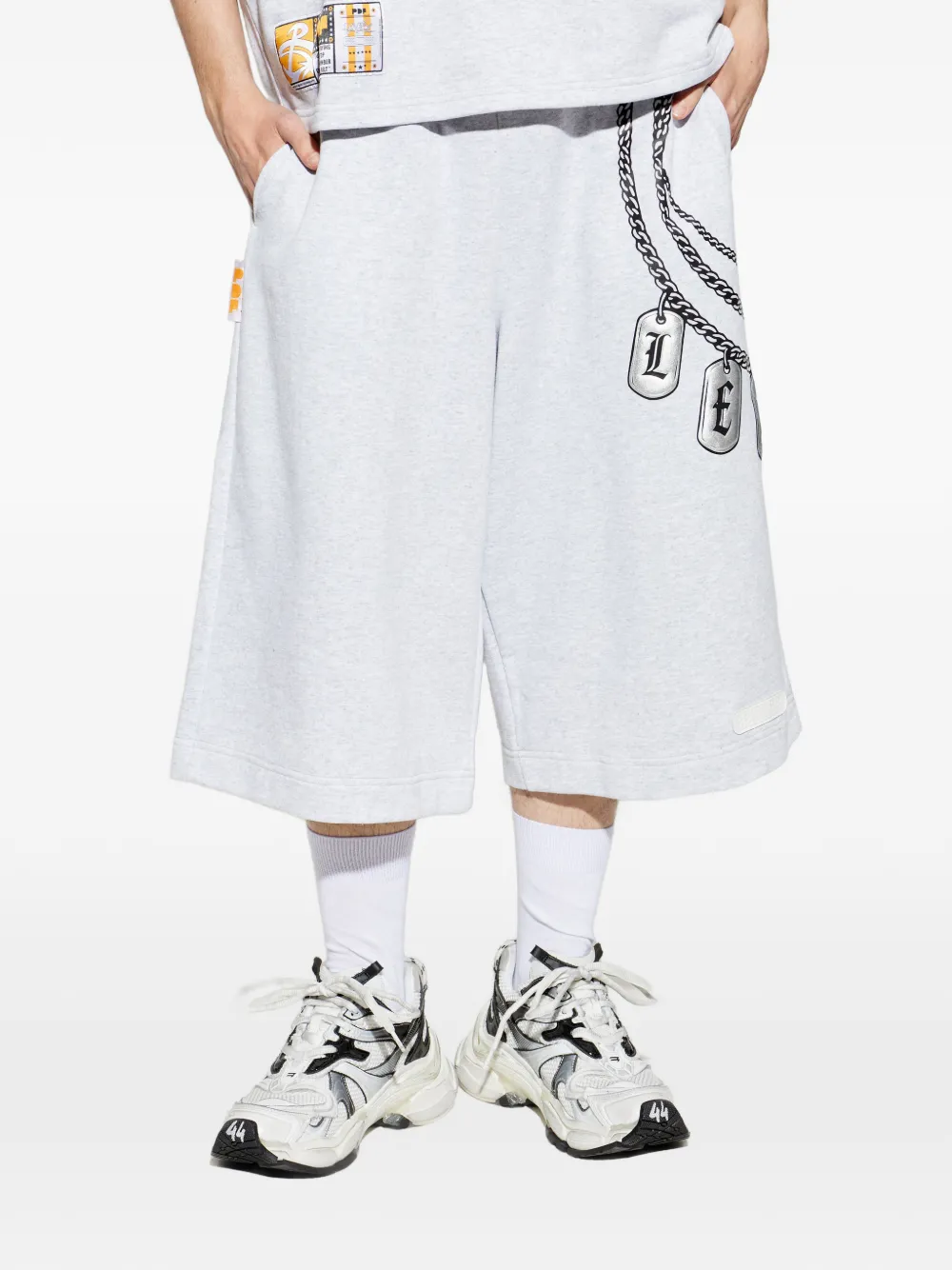  Pdf Chain-print Trousers - Grey 