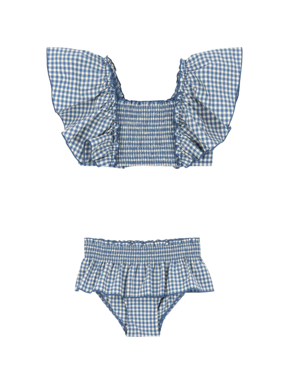 Konges Sløjd ruffled check-print bikini - Blu