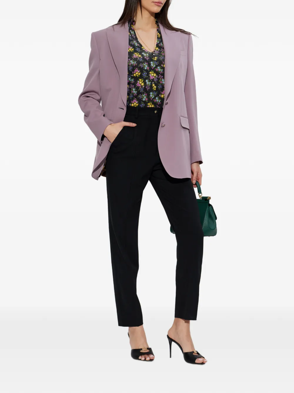 Dolce & Gabbana Blazer met knoopsluiting en V-hals Paars