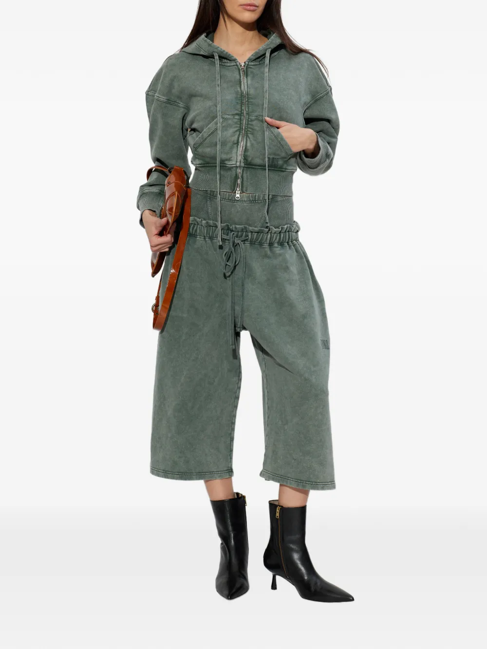  Knwls Drawstring-fastening Ruffled Track Pants - Green 