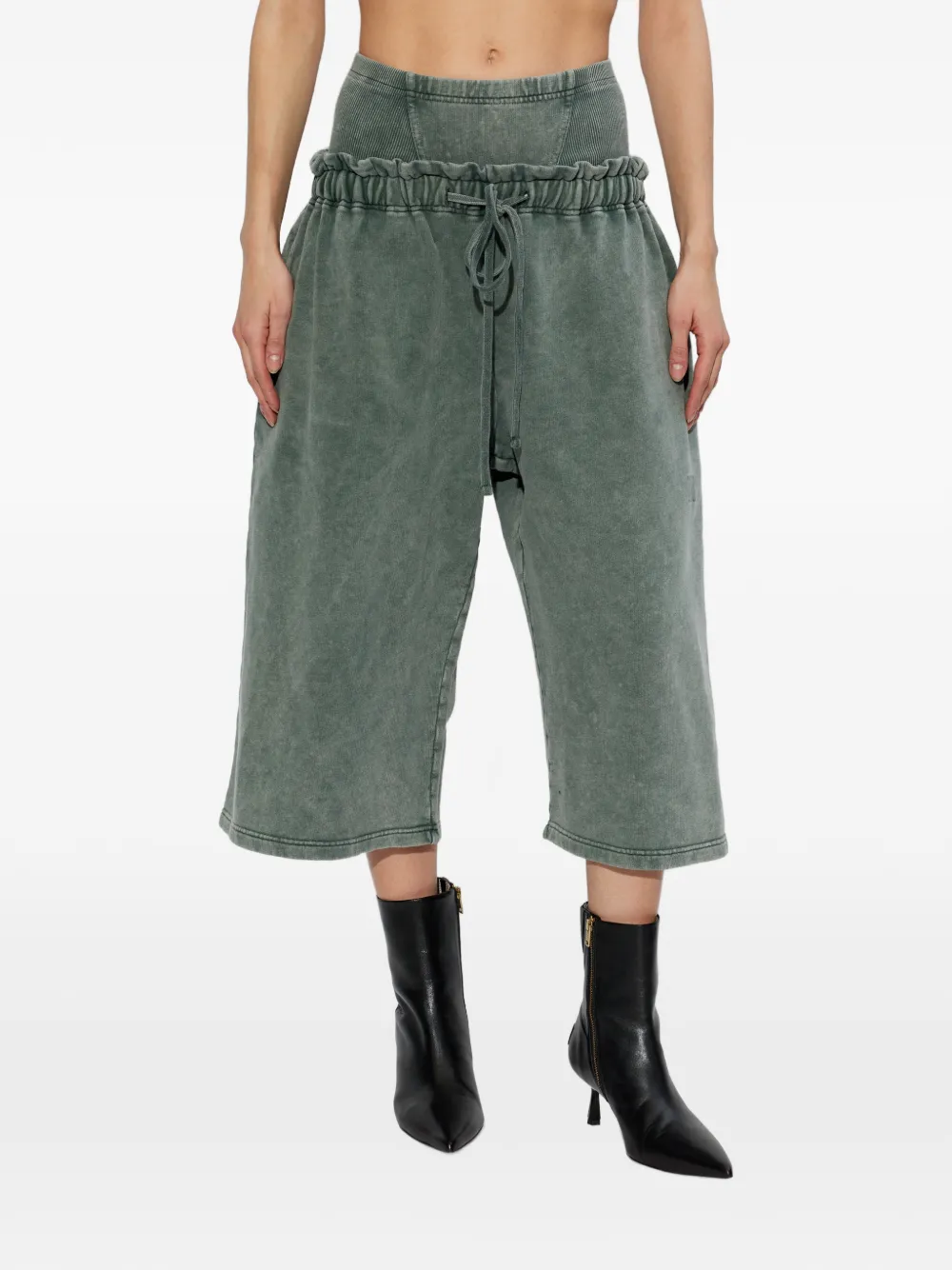  Knwls Drawstring-fastening Ruffled Track Pants - Green 