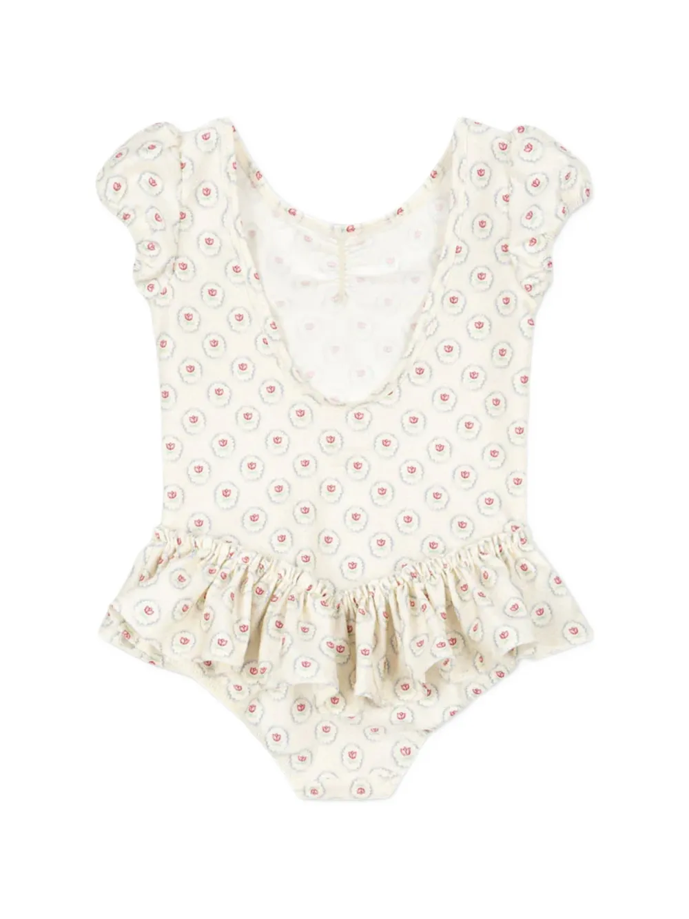  Konges Sløjd Ruffled Floral-print Swimsuit - Neutrals 
