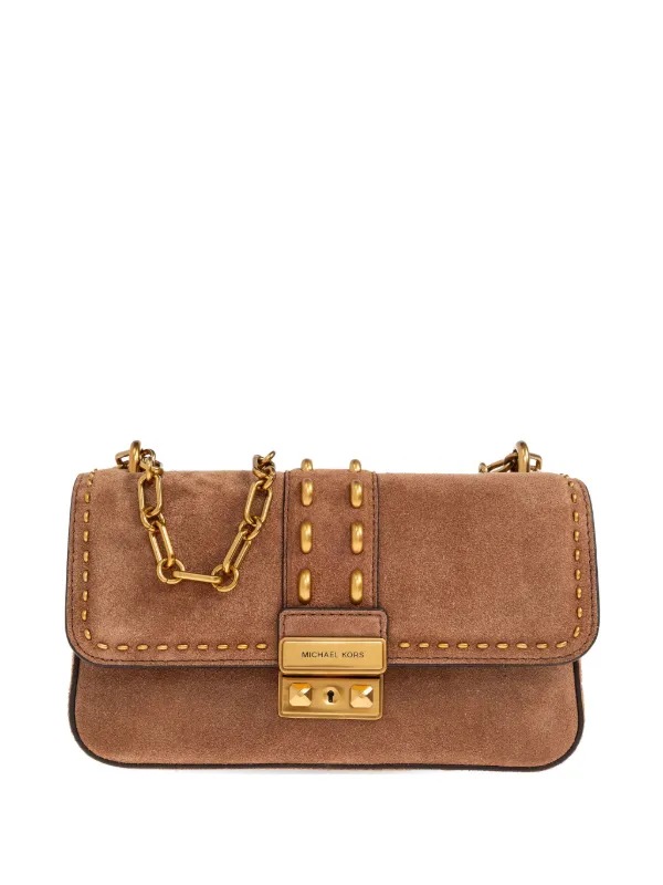 Michael Kors Dark Beige/Brown Soft Leather Skorpios Hobo  Michael Kors Dark Brown Leather Shoulder Bag with Gold Chain main image 2
