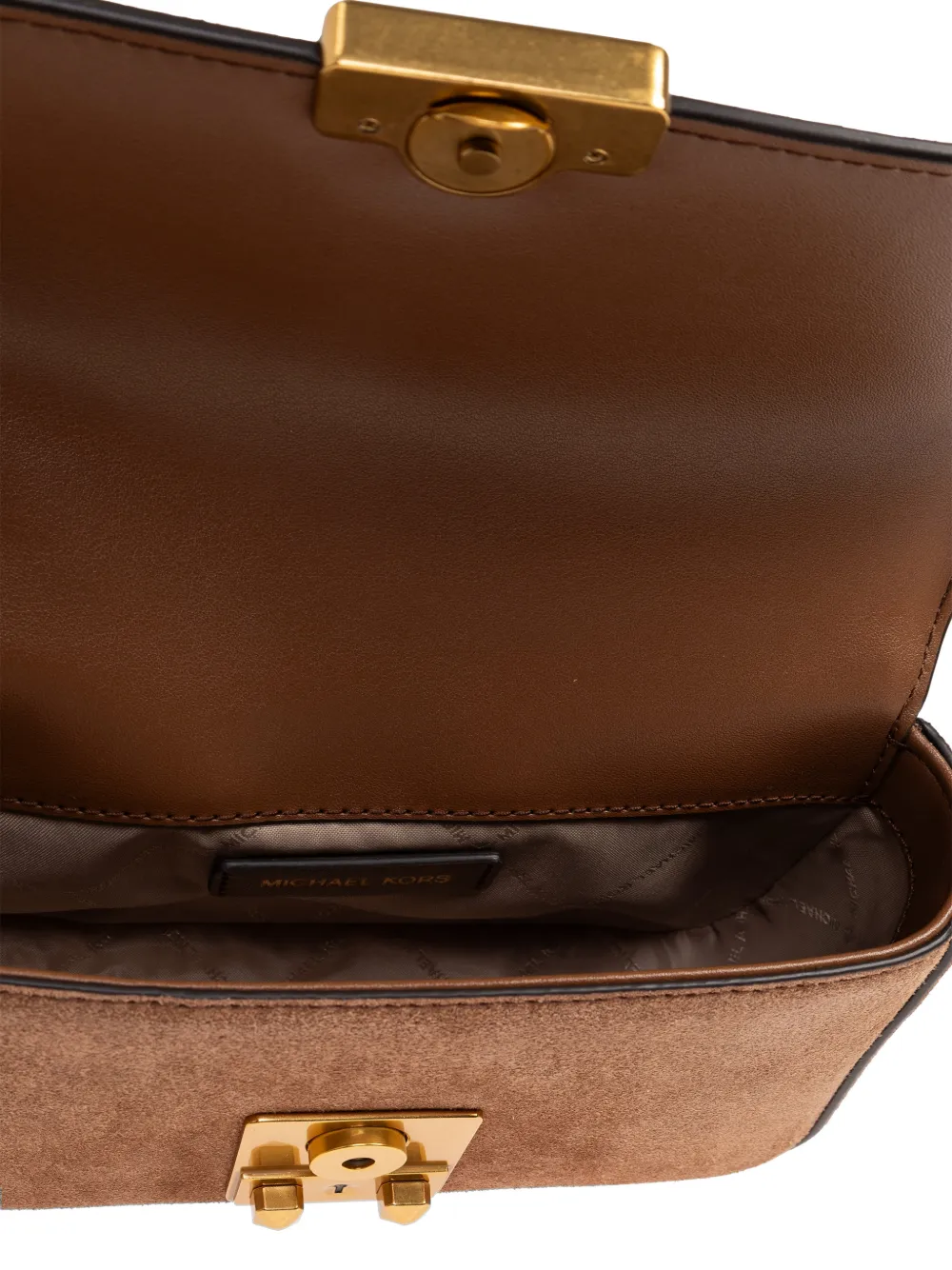 Michael Kors Tribeca leren schoudertas met kettinghengsel en studs Beige