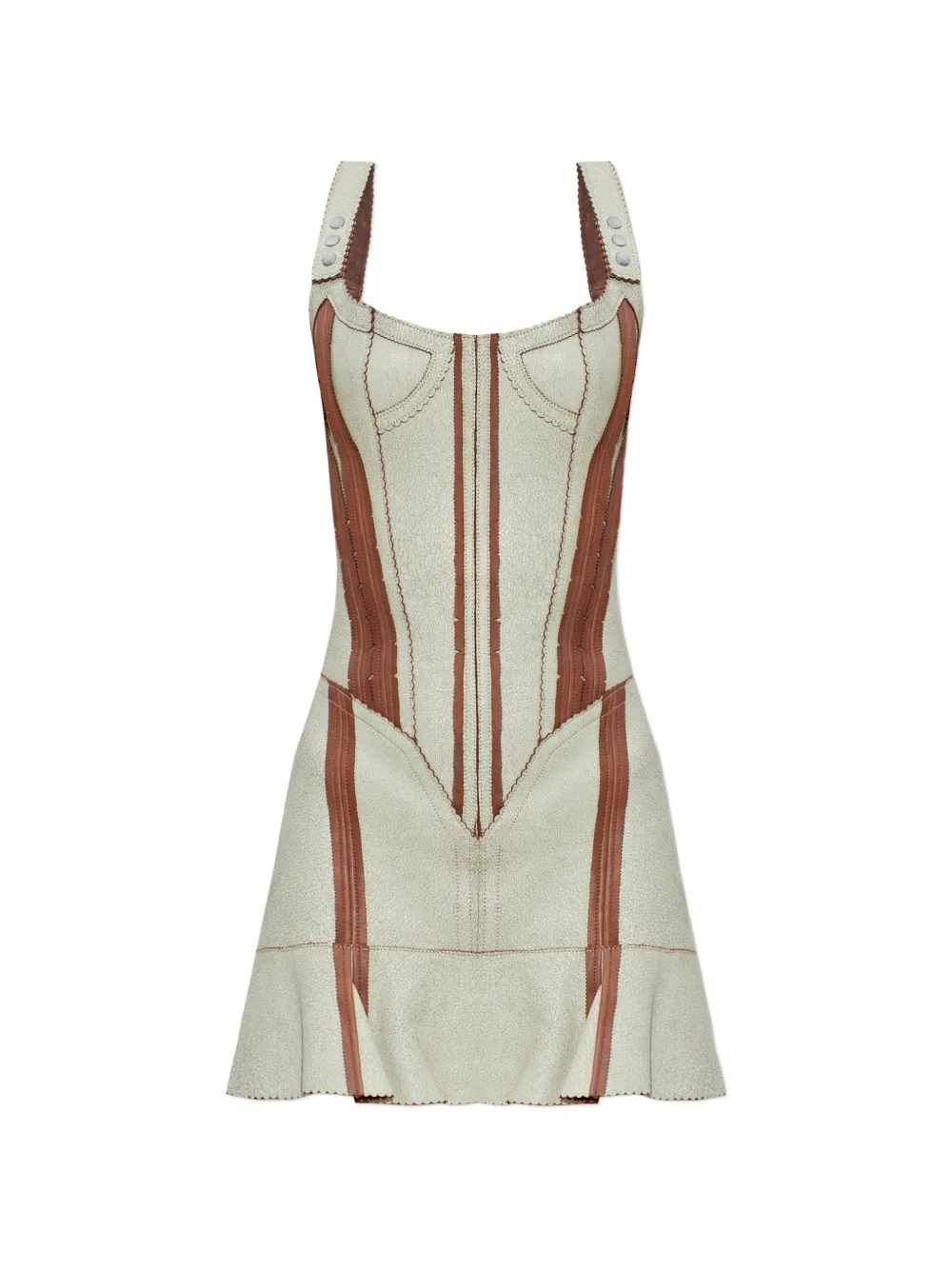 KNWLS Scallop striped mini dress - Nude