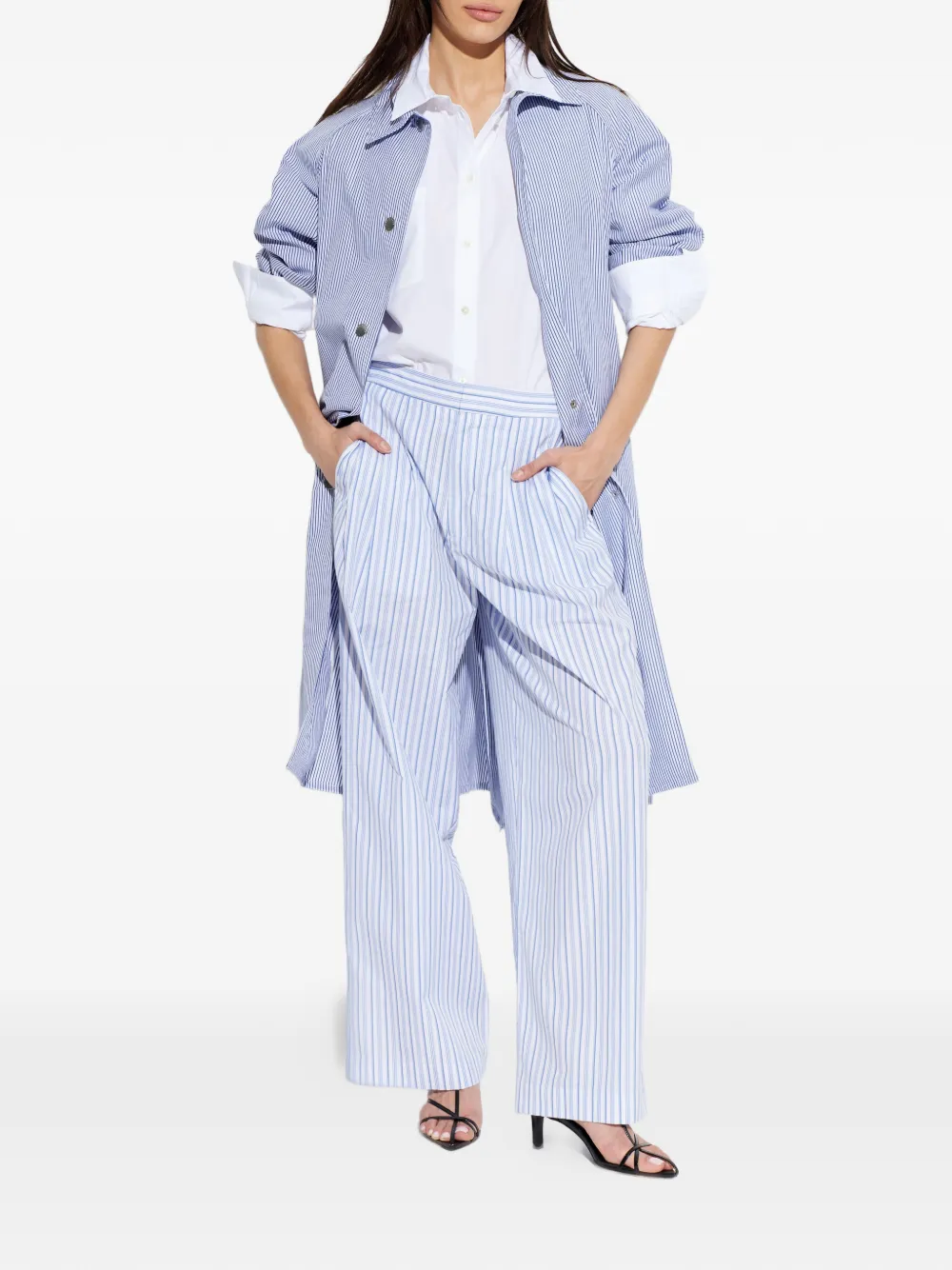 rag & bone Gestreepte jas met knopen Blauw