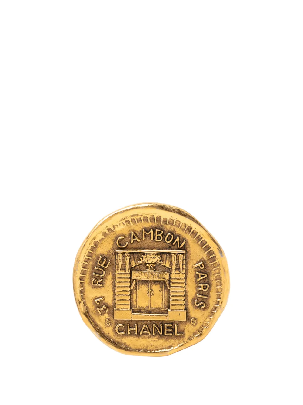 CHANEL Pre-Owned 20th Century Gold Plated 31 Rue Cambon Coin Brooch costume brooch - Oro