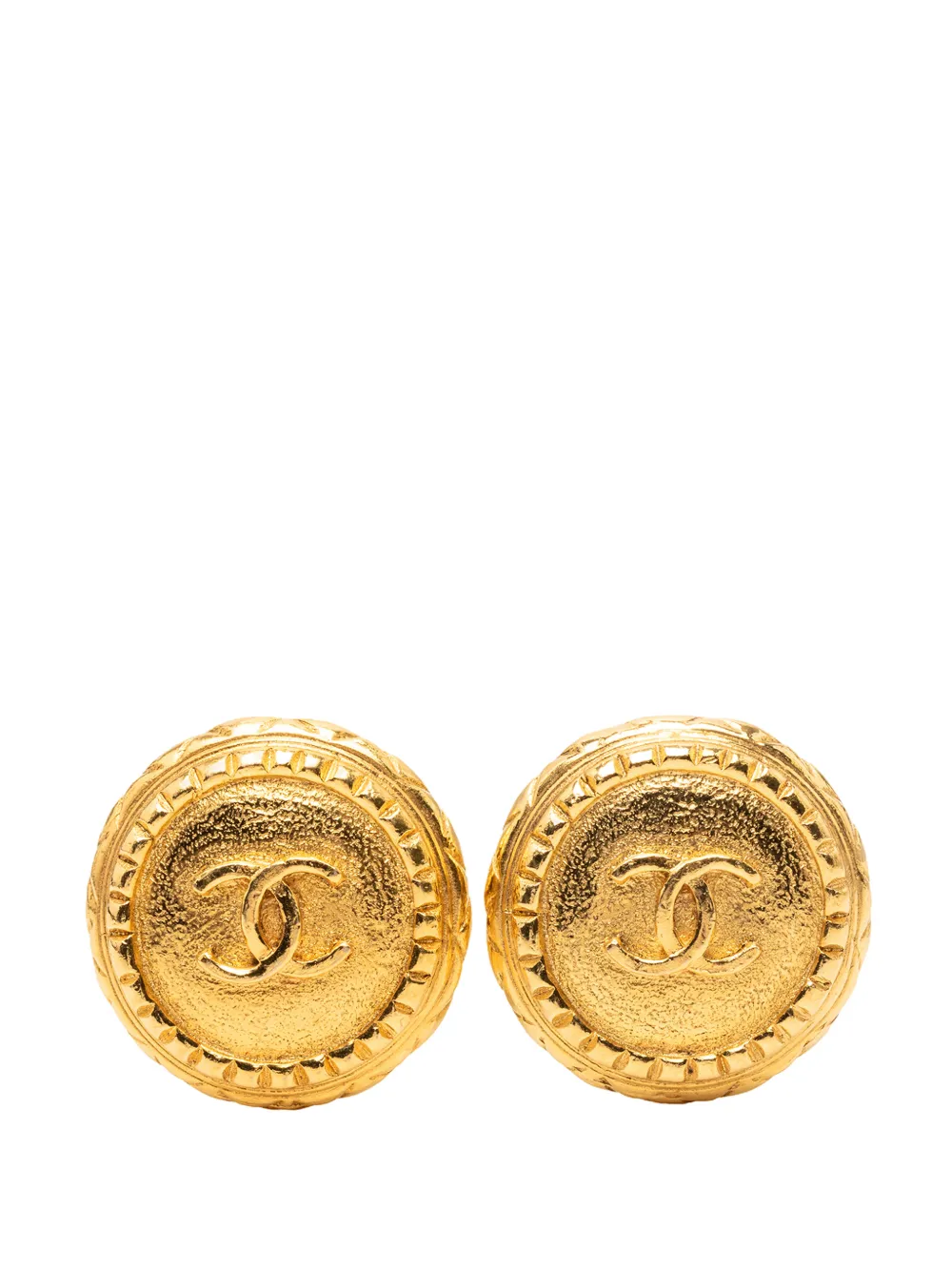 CHANEL Pre-Owned 20th Century Gold Plated CC Round Clip On Earrings costume earrings - Oro