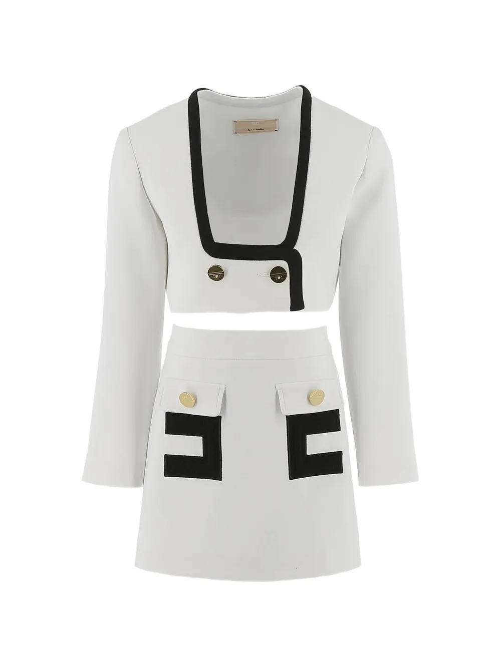 Elisabetta Franchi La Mia Bambina logo-detail skirt and jacket set - Bianco