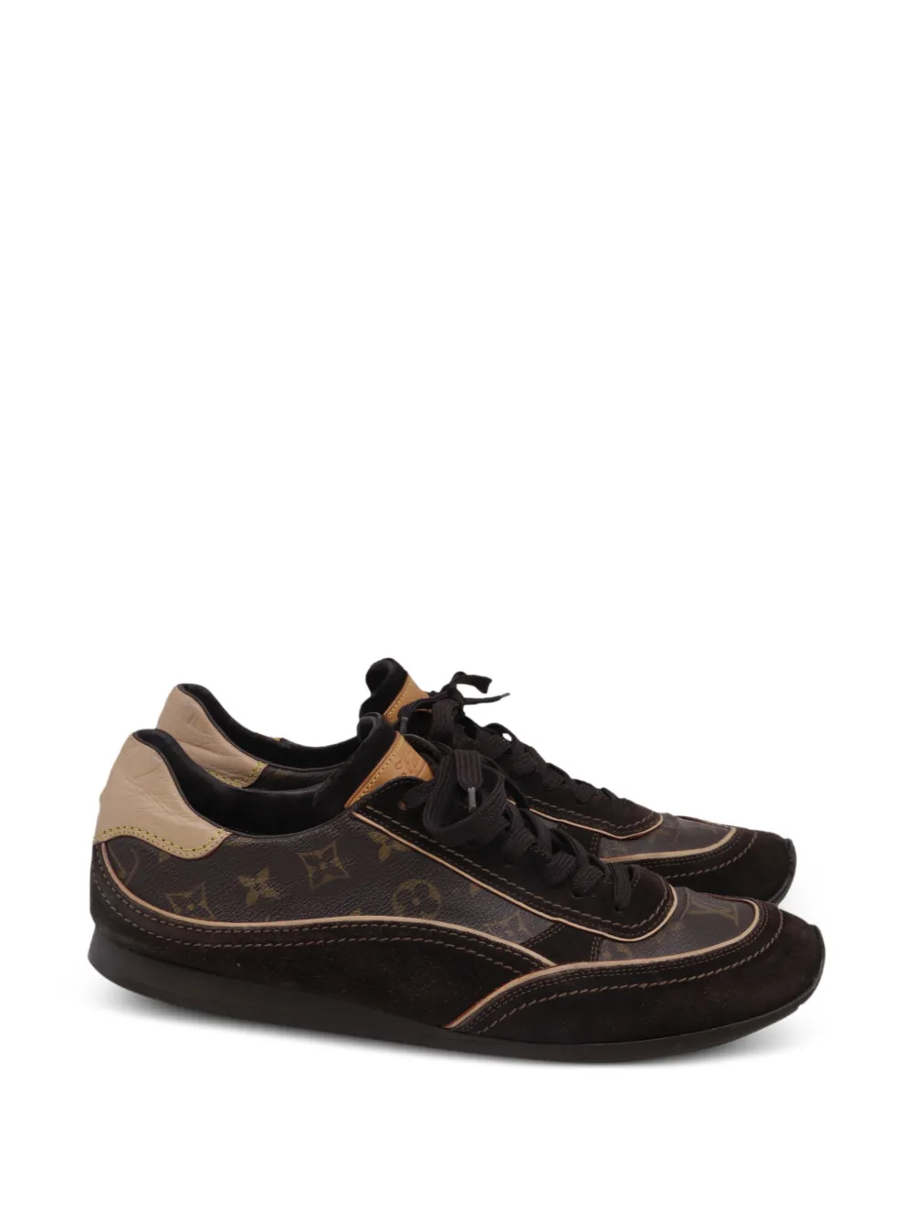 Louis Vuitton Pre-Owned Monogram panelled sneakers - Braun