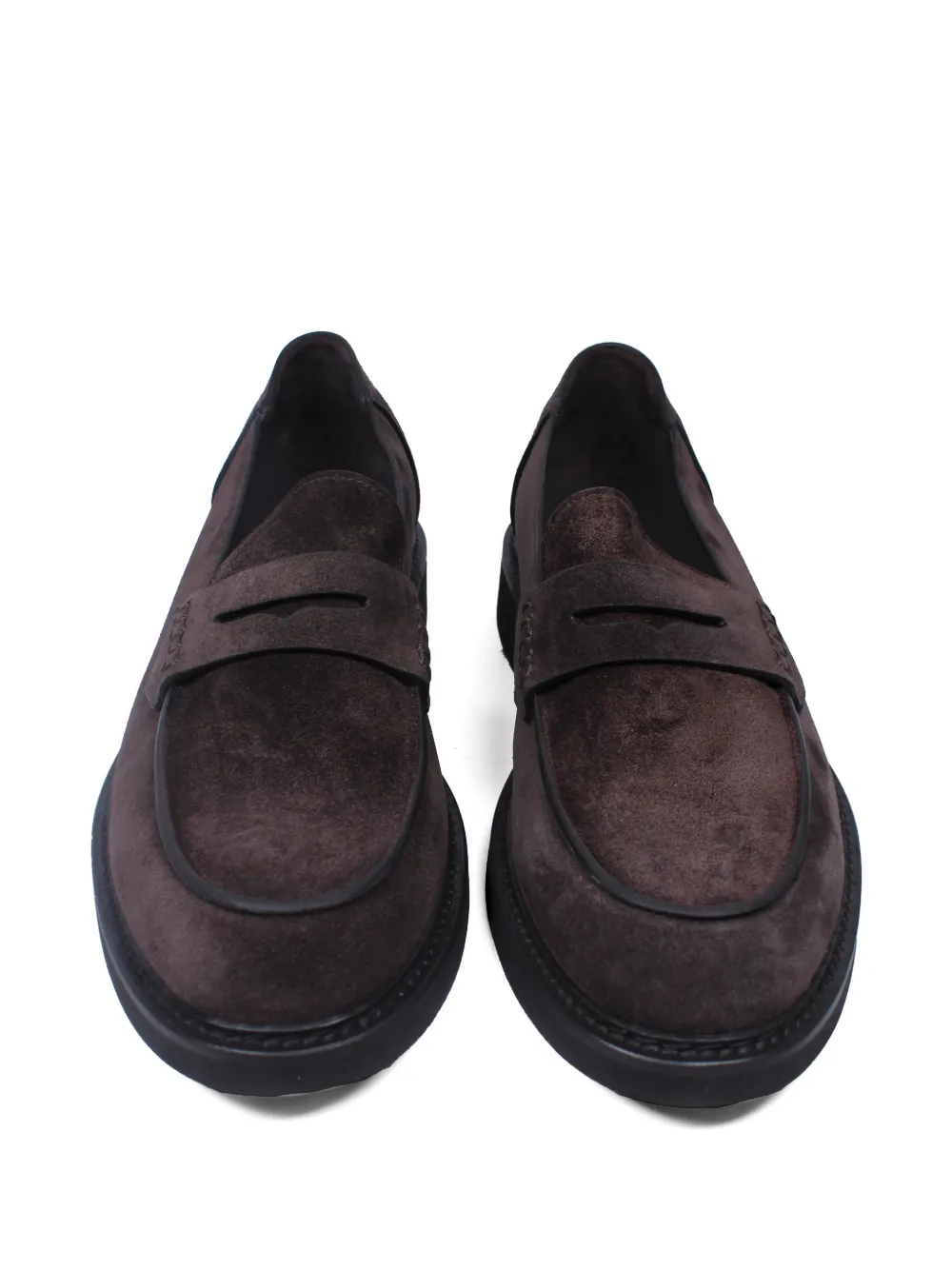 Canali Penny leren loafers met vlakken Bruin