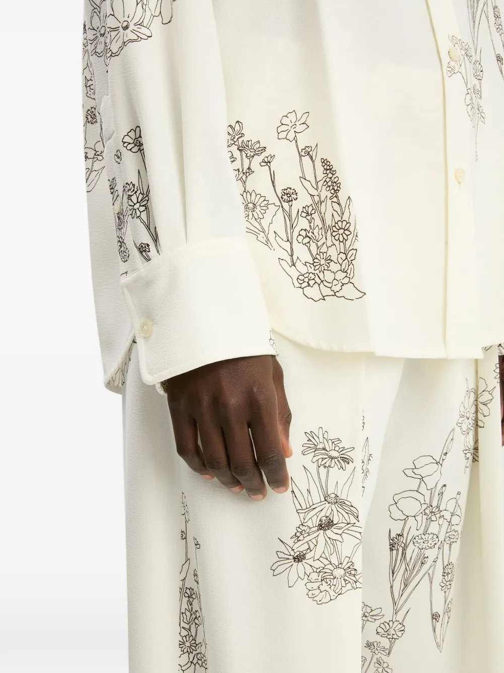 Victoria Beckham Broek met bloemenprint Beige