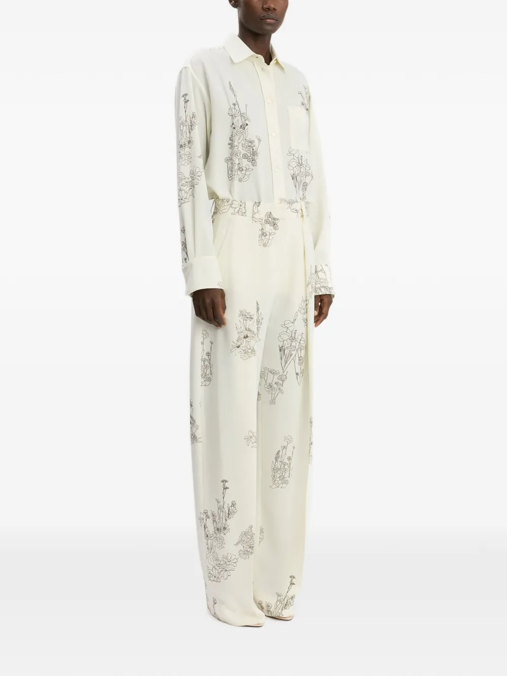 Victoria Beckham Broek met bloemenprint Beige