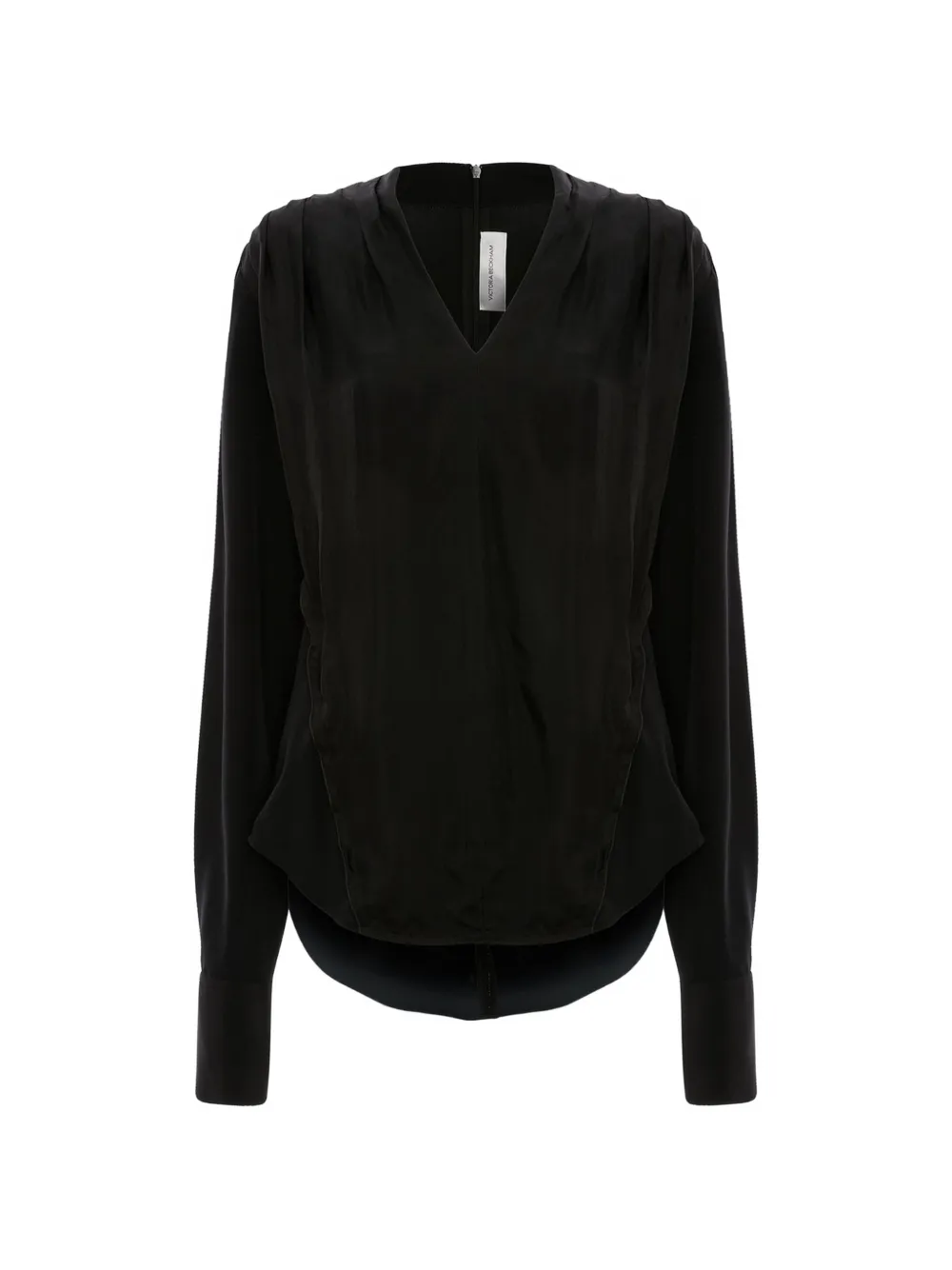 Victoria Beckham Top a maniche lunghe con scollo a V - Nero
