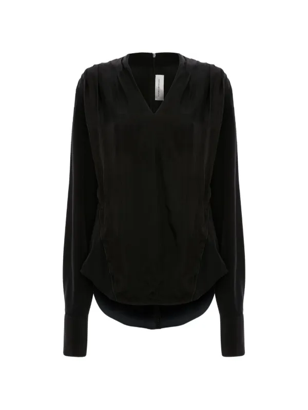 Victoria Beckham V-neck Long-sleeve Top in Black