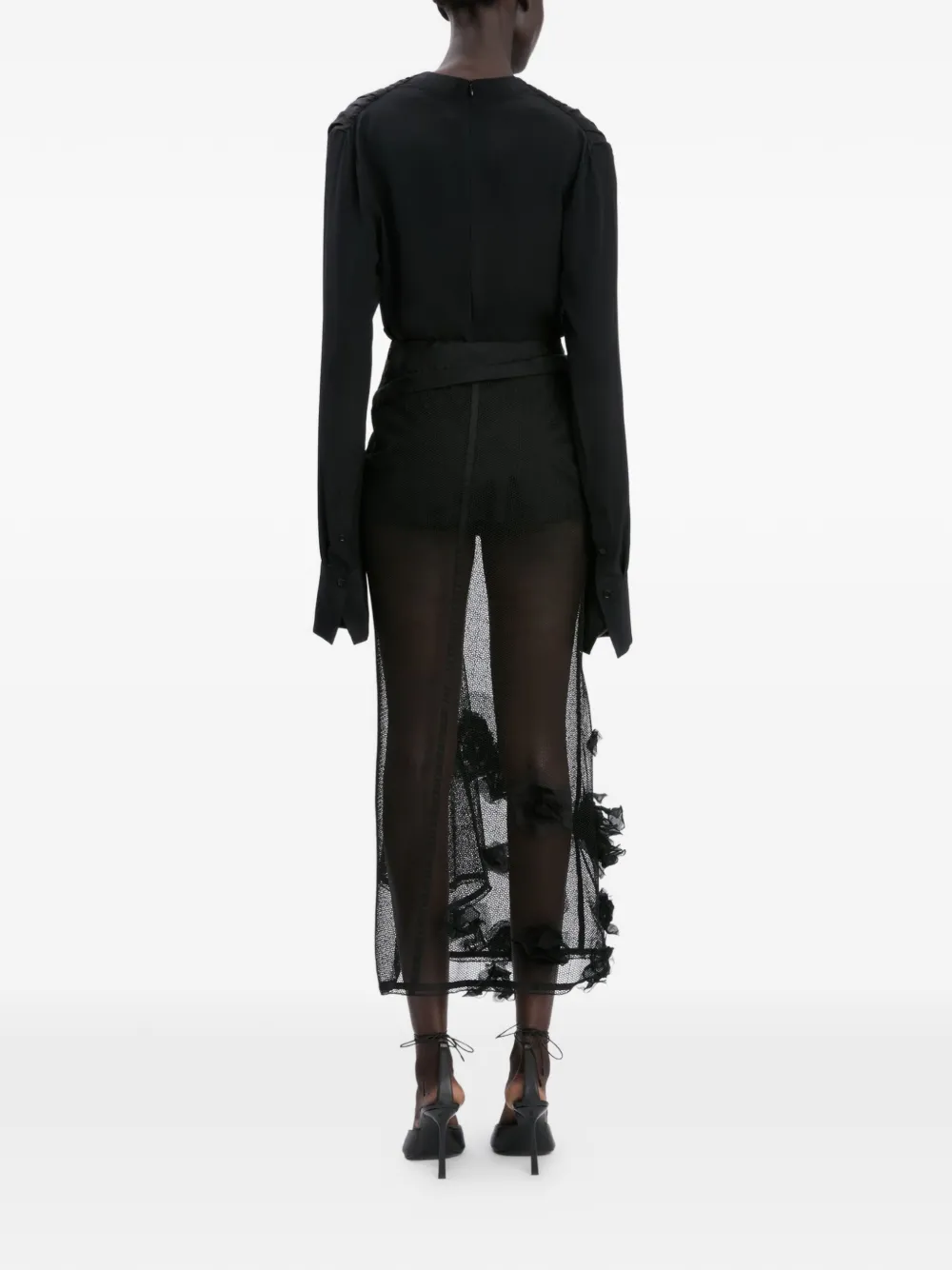 Victoria Beckham V-neck Long-sleeve Top in Black, view 4