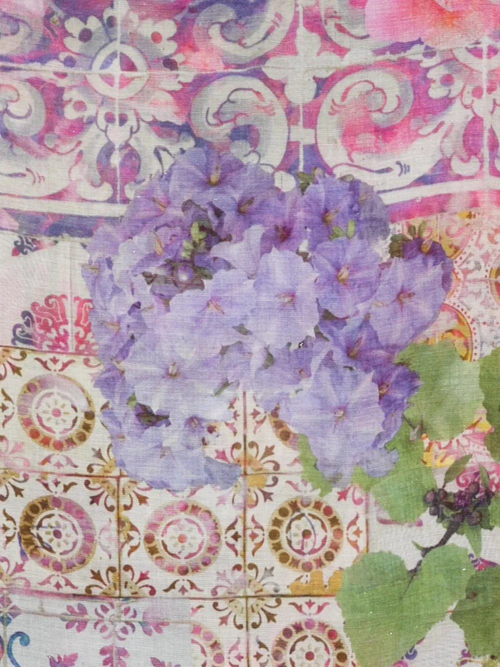 Faliero Sarti Sjaal met bloemenprint Beige