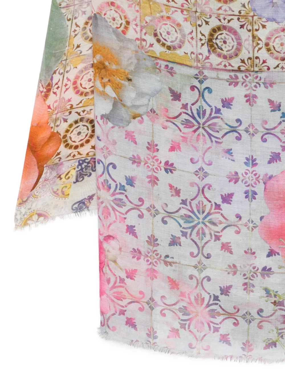 Faliero Sarti Sjaal met bloemenprint Beige
