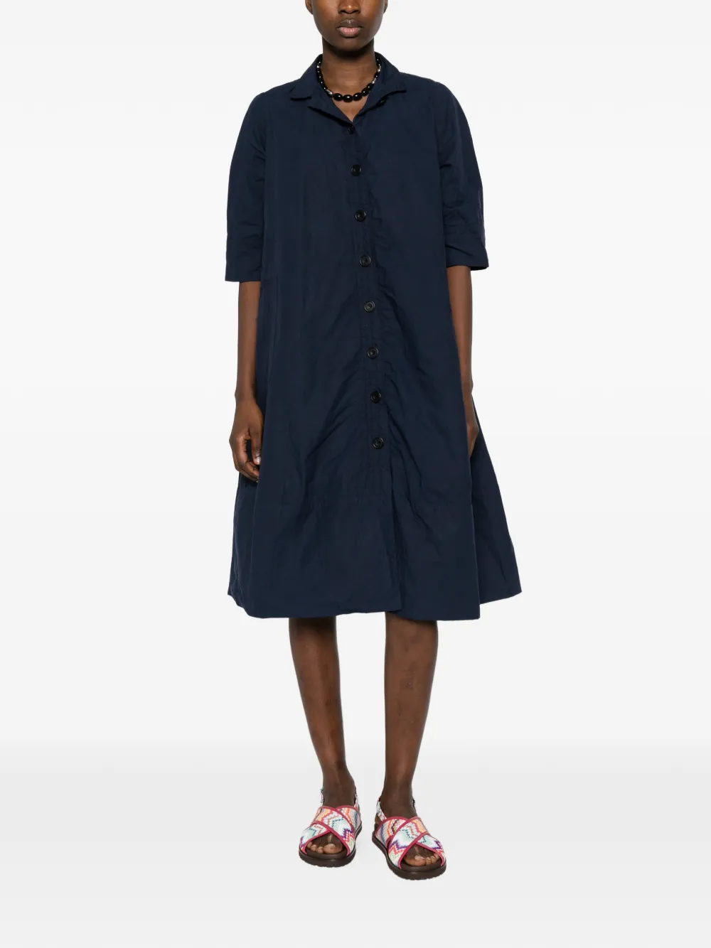  Ricorrrobe Buttoned Midi Shirt Dress - Blue 