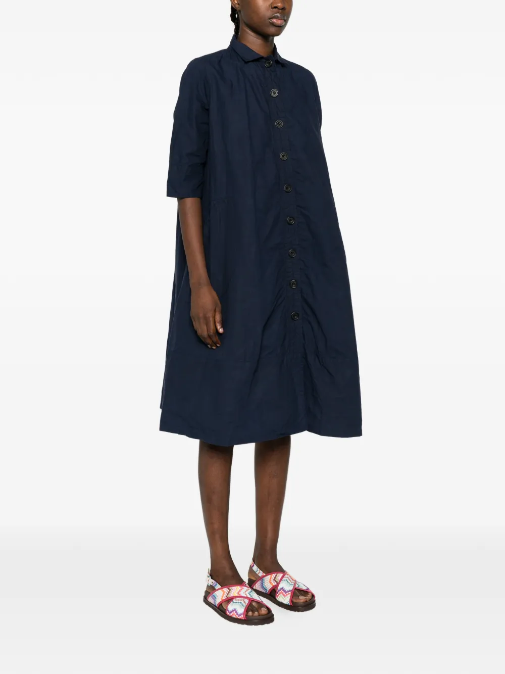  Ricorrrobe Buttoned Midi Shirt Dress - Blue 