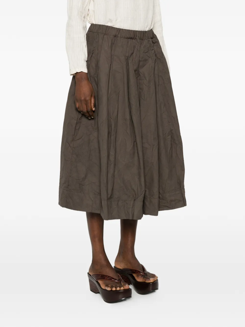 Elasticated-Waist Midi Skirt