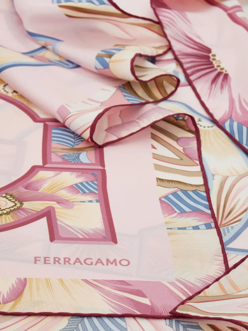 Ferragamo Gancini sjaal met bloemenprint Roze