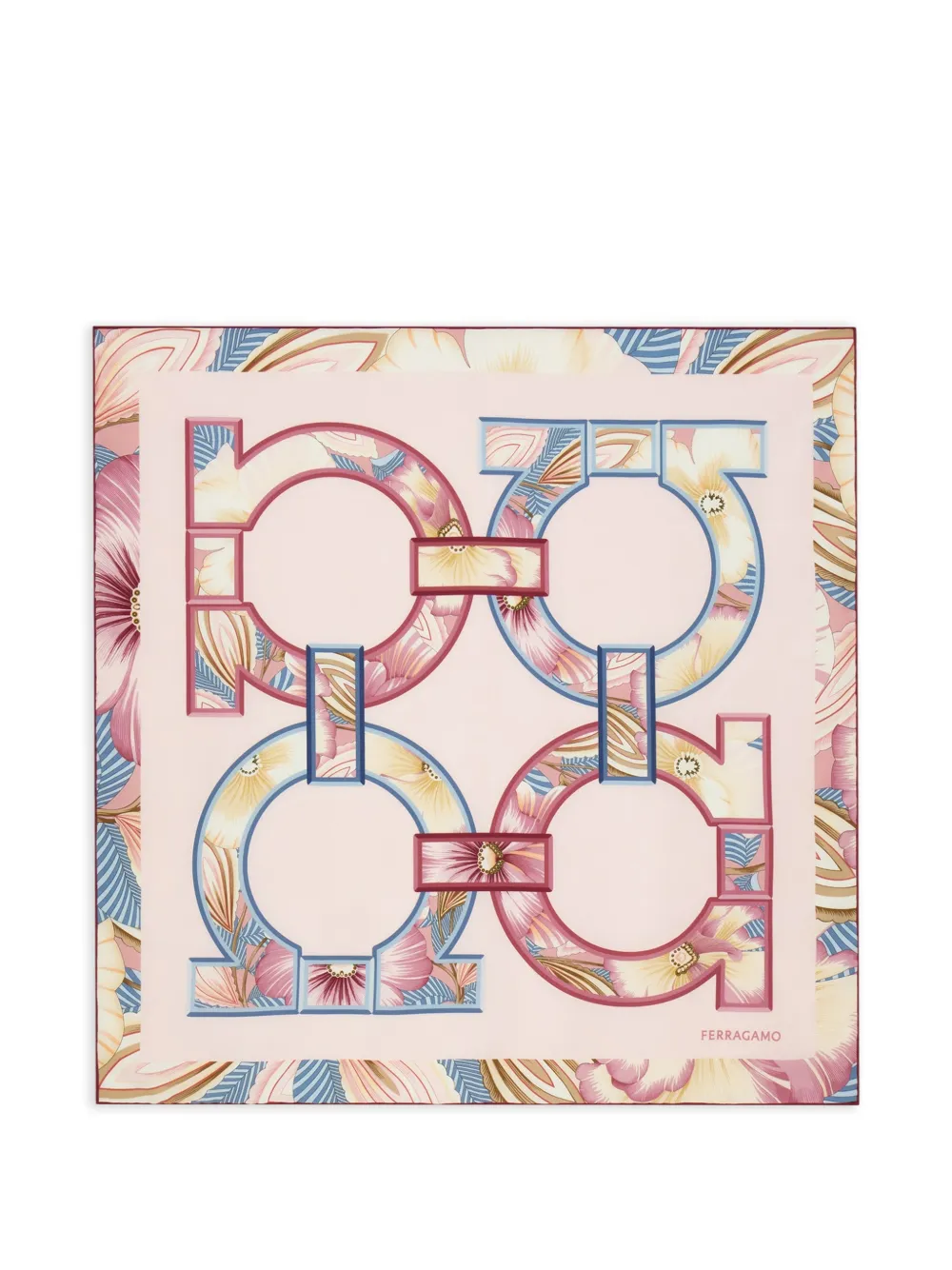 Ferragamo Foulard a fiori Gancini - Rosa