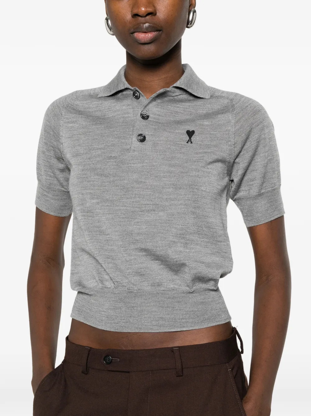 AMI Paris Poloshirt met geborduurd logo Grijs
