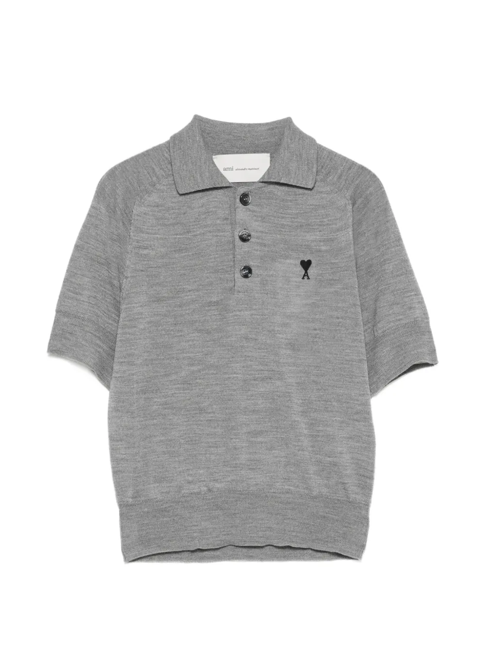 AMI Paris logo-embroidered polo shirt - Grigio