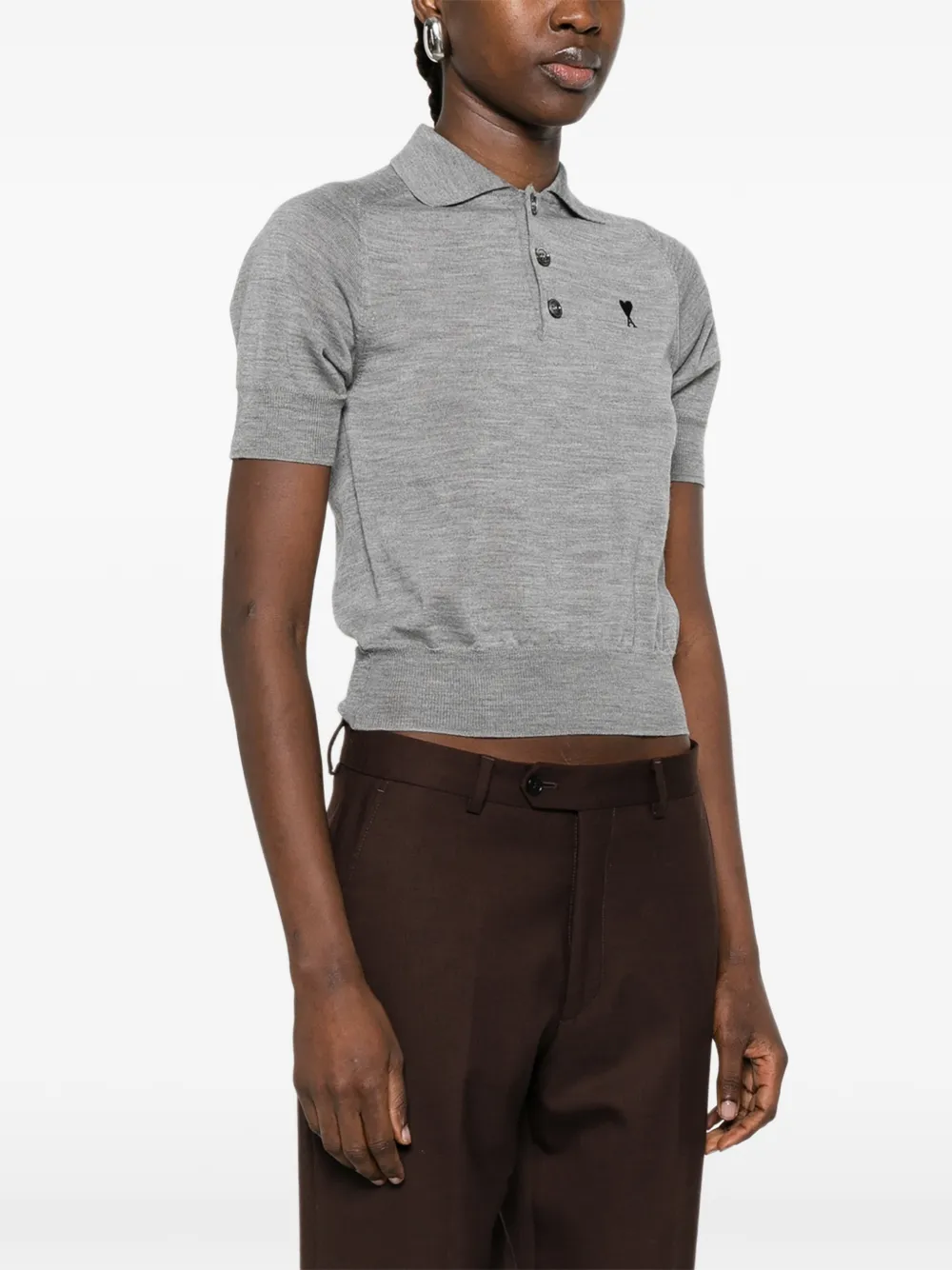 AMI Paris Poloshirt met geborduurd logo Grijs