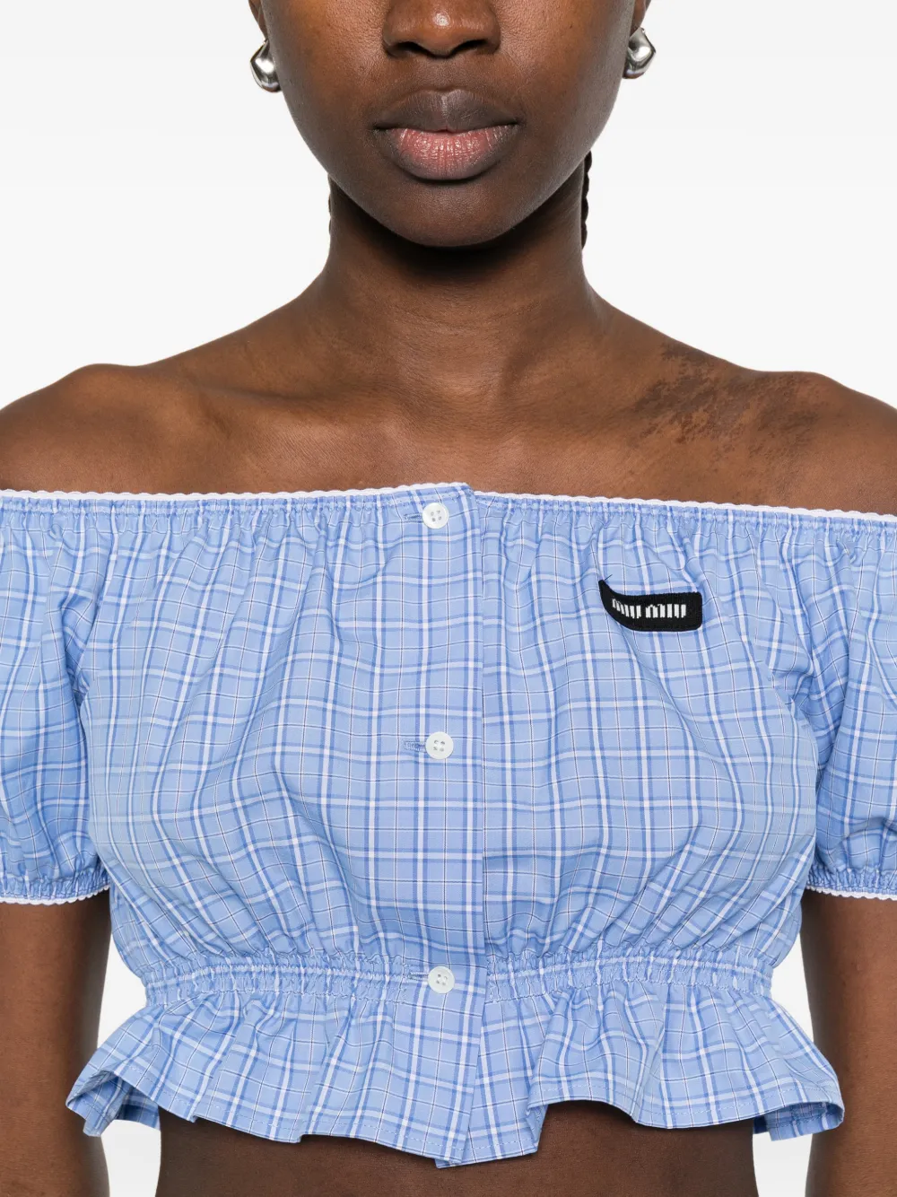 Miu Geruit overhemd Blauw