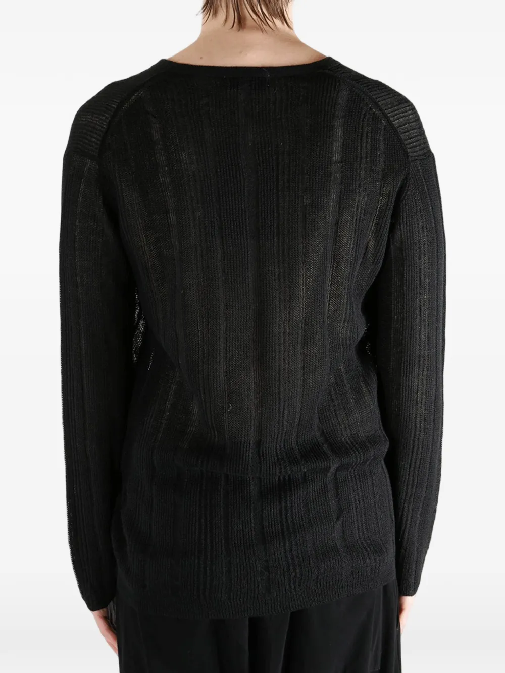 Yohji Yamamoto Henry T-shirt met V-hals Zwart